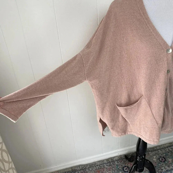 Wynne Lounge Button Front Cardigan Dusty Rose Oversized Fit Size P - Picture 13 of 14